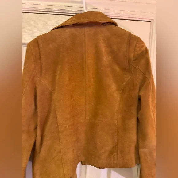 BAGATELLE NYC Camel Tan Genuine Suede Leather Motorcycle Jacket - size small - Picture 14 of 16